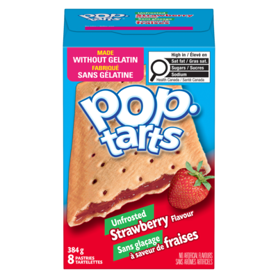 Kelloggs Pop-Tarts Pastries Unfrosted Strawberry Flavour 384 g, $1.43/100g