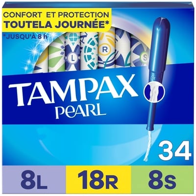 Tampax Tampons Pearl avec tresse anti-fuites LeakGuard, léger/régulier/super, emballage multiple, 34 tampons 34 ea, 0,37 $/1ch