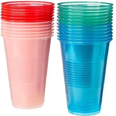 Tinted Party Cups 24 Pack - Red, Pink, Green, and Blue