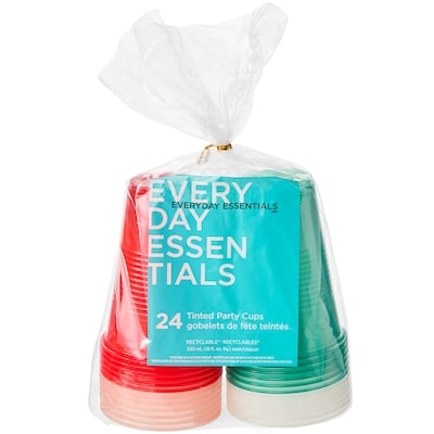 Everyday Essentials Tinted Party Cups 24 Pack - White, Green, Pink, and Red 24 ea, $0.15/1ea