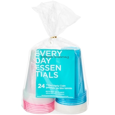 Everyday Essentials Tinted Party Cups 24 Pack - Pink, Green, White, and Blue 24 ea, $0.15/1ea