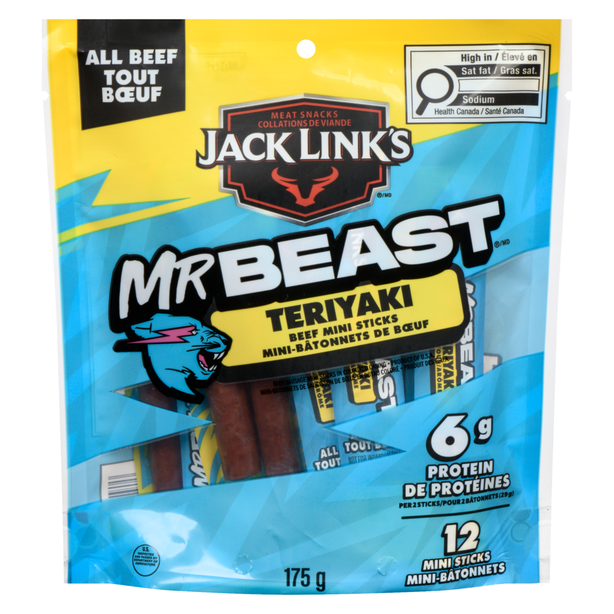 Jack Links MrBeast Teriyaki Beef Mini Sticks