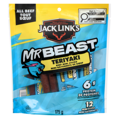Jack Link’s MrBeast - mini-bâtonnets de bœuf teriyaki 175 g, 6,85 $/100g