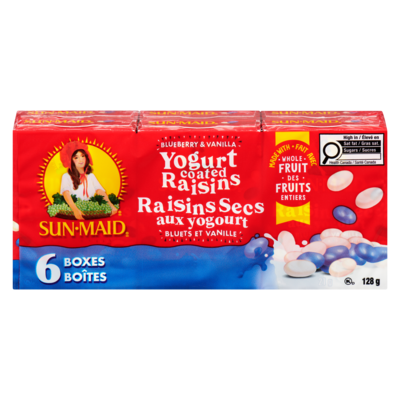 Sunmaid Yogurt Coated Raisins Blueberry & Vanilla 128 g, $5.46/100g