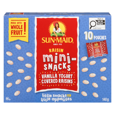 Sunmaid Raisin Mini-Snacks Vanilla Yogurt Covered Raisins 140 g, $5.21/100g