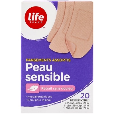 Pansements assortis peau sensible
