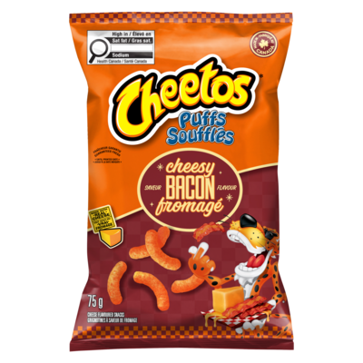 Cheetos Puffed Corn Snacks, Cheesy Bacon 75 g, $3.05/100g