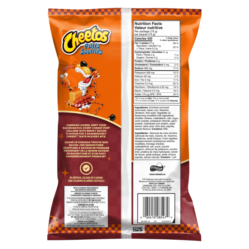 Puffed Corn Snacks, Cheesy Bacon