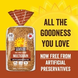 Country Harvest Multigrain Sliced Bread 600 g, $0.70/100g