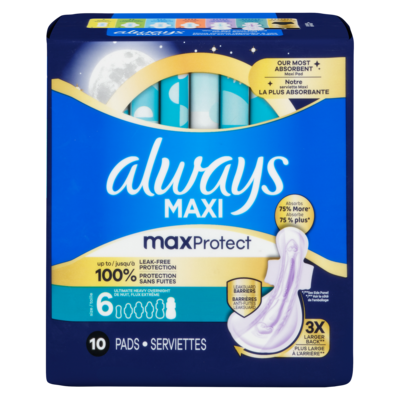 Always Serviettes maxprotect, paquet de 10 10 ea, 0,60 $/1ch