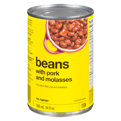 No Name Beans With Pork And Molasses 398 ml, $0.50/100ml