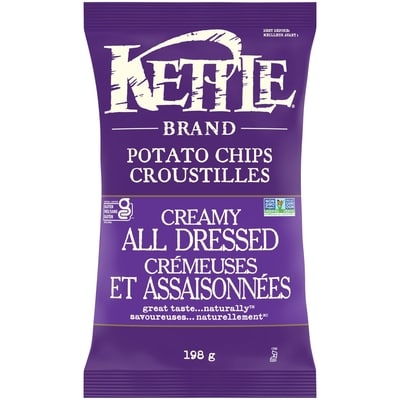 Kettle Potato Chips, Creamy All Dressed Kettle Chips 198 g, $1.77/100g
