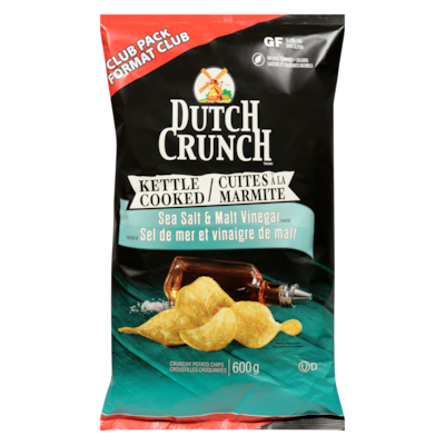 Old Dutch Croustilles croquantes saveur de sel de mer et vinaigre de malt format club 600 g, 1,25 $/100g