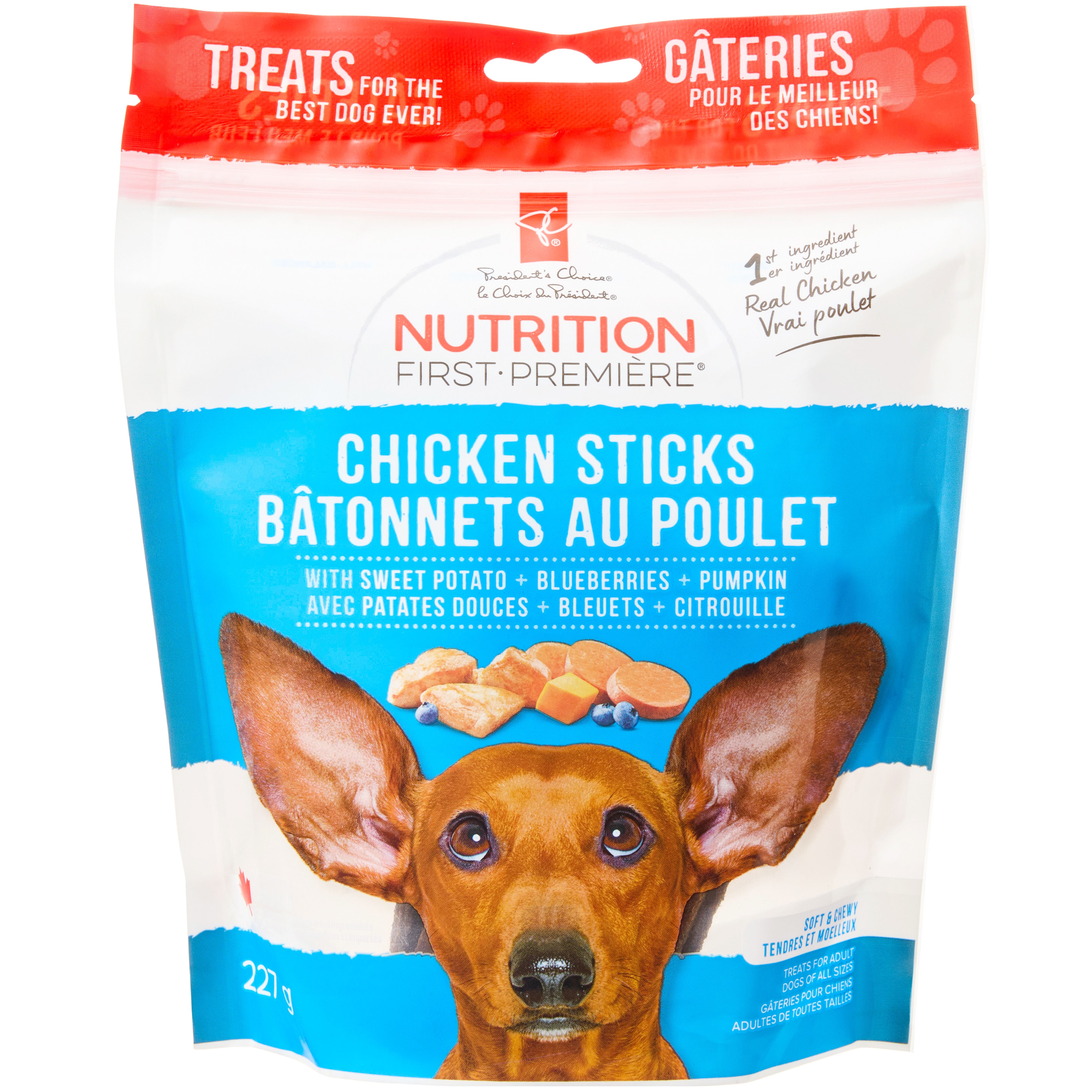Bâtonnets au poulet Nutrition première pour chiens adultes de toutes tailles