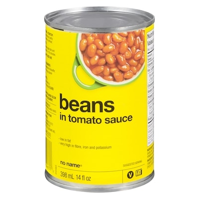 No Name Beans In Tomato Sauce 398 ml, $0.50/100ml