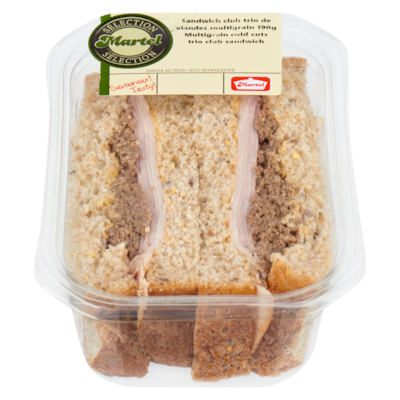 Martel Multigrain Cold Cuts Trio Club Sandwich 190 g, $3.68/100g