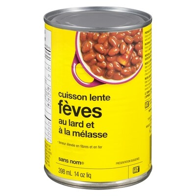 Sans Nom Fèves au lard et à la mélasse 398 ml, 0,50 $/100ml