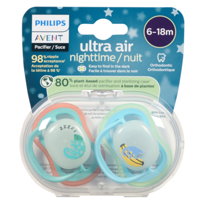 Philips Pacifiers Ultra Air Nighttime 6-18m 1 ea, $11.99/1ea