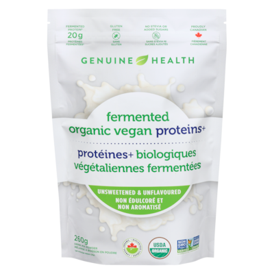 Genuine Health Protéines+ biologiques végétaliennes fermentées mélange à boisson en poudre non édulcoré et non aromatisé 260 g, 14,23 $/100g