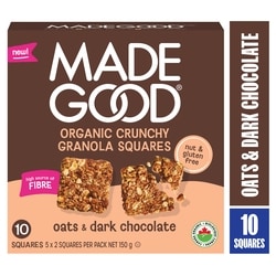 Made Good Carrés granola croquants bio avoine et chocolat noir 150 g, 2,67 $/100g