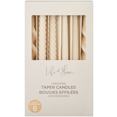Life at Home Lot de 6 bougies effilées non parfumées 1 ea, 12,00 $/1ch