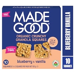 Made Good Carrés Granola Croquants Bio Bleuet et Vanille 5 Carrés 150 g, 2,66 $/100g