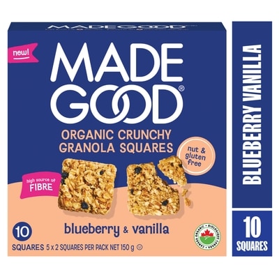Made Good Carrés granola croquants bio bleuet et vanille 150 g, 2,66 $/100g