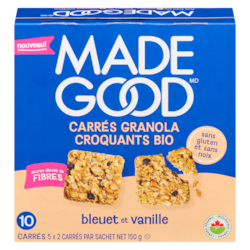 Made Good Carrés granola croquants bio bleuet et vanille 150 g, 2,67 $/100g