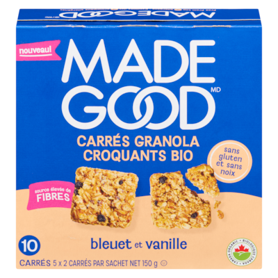 Made Good Carrés granola croquants bio bleuet et vanille 150 g, 3,66 $/100g