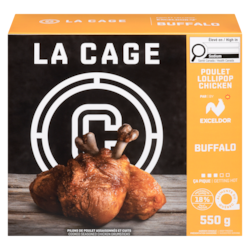 La Cage Poulet lollipop buffalo 550 g, 3,09 $/100g