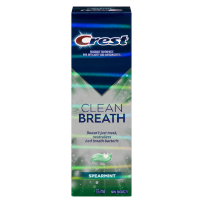 Crest Clean Breath Spearmint Toothpaste – Neutralizes Bad Breath, Antibacterial Protection, Fights Cavities, Freshens Breath, Gently Whitens 55 ml, $12.71/100ml
