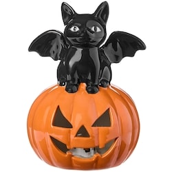 null Light Up Ceramic Jack-O-Lantern with Cat Decoration 1 ea, $8.00/1ea