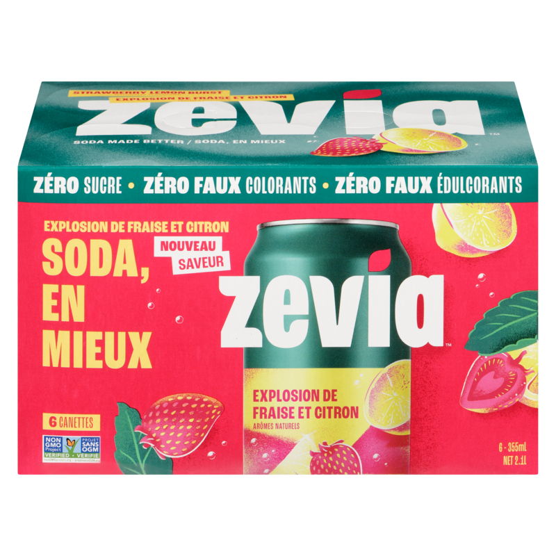 Zavia Soda explosion de fraise et citron - 6x355.0 ml | Provigo