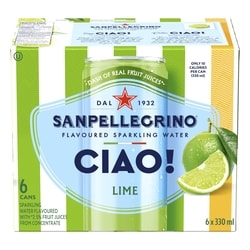 San Pellegrino CIAO! Lime Flavoured Sparkling Water 6x330.0 ml, $0.40/100ml