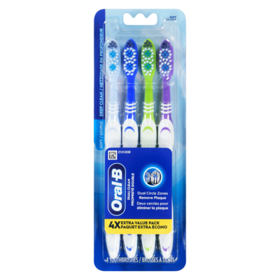 Oral-B Brosses à dents manuelles propreté double, souple, 4 unités 4 ea, 1,50 $/1ch
