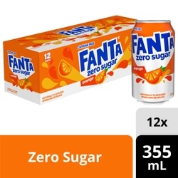 FANTA Soda Zero Sugar Orange Soda Pop Fridge Pack Cans 12x355.0 ml, $0.20/100ml