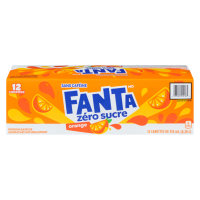 Fanta Soda à l'orange sans sucre, paquet de 12 12x355.0 ml, 0,20 $/100ml