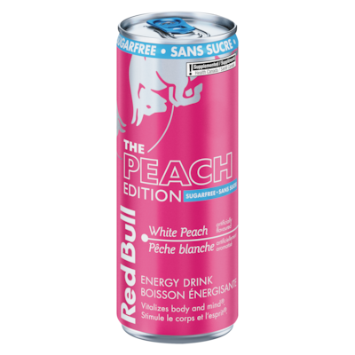 Red Bull Boisson énergisante pêche blanche sans sucre 250 ml, 1,40 $/100ml