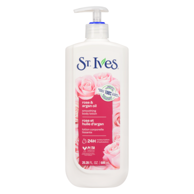 St Ives Smoothing Body Lotion Rose & Argan Oil 600 ml, $1.00/100ml