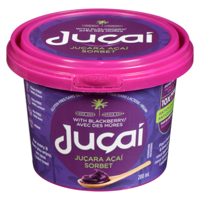 Jucai Juçara Açaí Sorbet With Blackberry 200 ml, $3.00/100ml