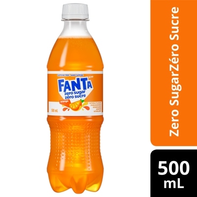FANTA Soda Zero Sugar Orange Soda Pop Bottle 500 ml, $0.76/100ml