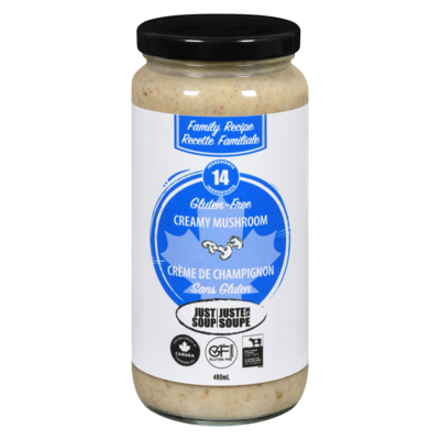 Just Soup Crème de champignon 480 ml, 1,25 $/100ml