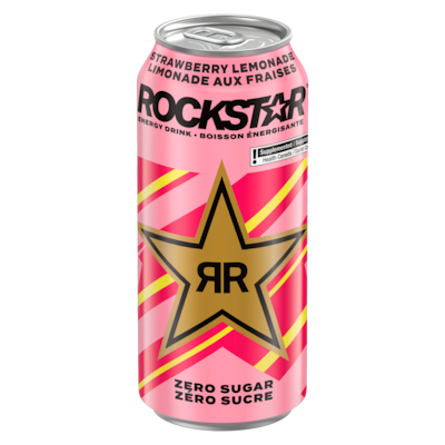 Rockstar Boisson énergisante, limonade aux fraises (zéro sucre) 473 ml, 1,12 $/100ml