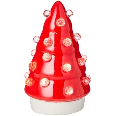 Décoration lumineuse de sapin en céramique – rouge