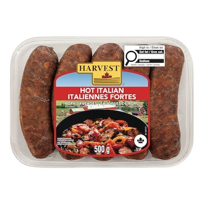Harvest Saucisses de porc italiennes piquantes 500 g, 1,60 $/100g