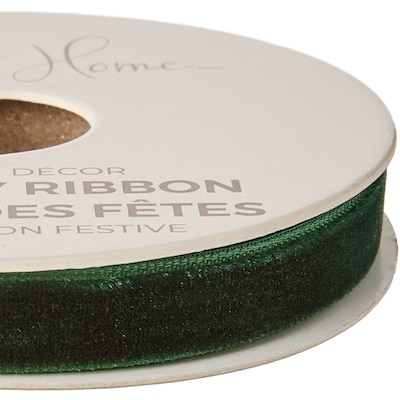 Ruban des Fêtes en velours 15 pi – vert foncé
