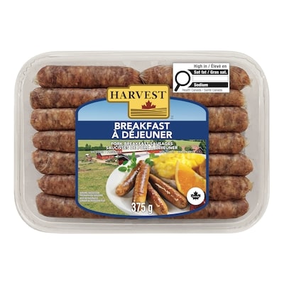 Harvest Saucisses de porc à déjeuner originales 375 g, 1,86 $/100g