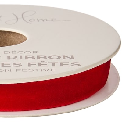 Velvet Holiday Ribbon 15 ft - Red