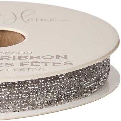Velvet Holiday Ribbon 15 ft - Silver