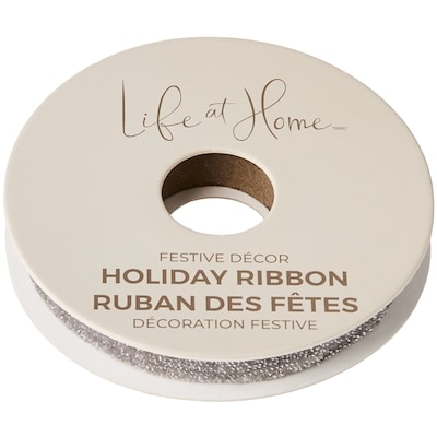 Life at Home Ruban des Fêtes en velours 15 pi – argent 1 ea, 3,00 $/1ch